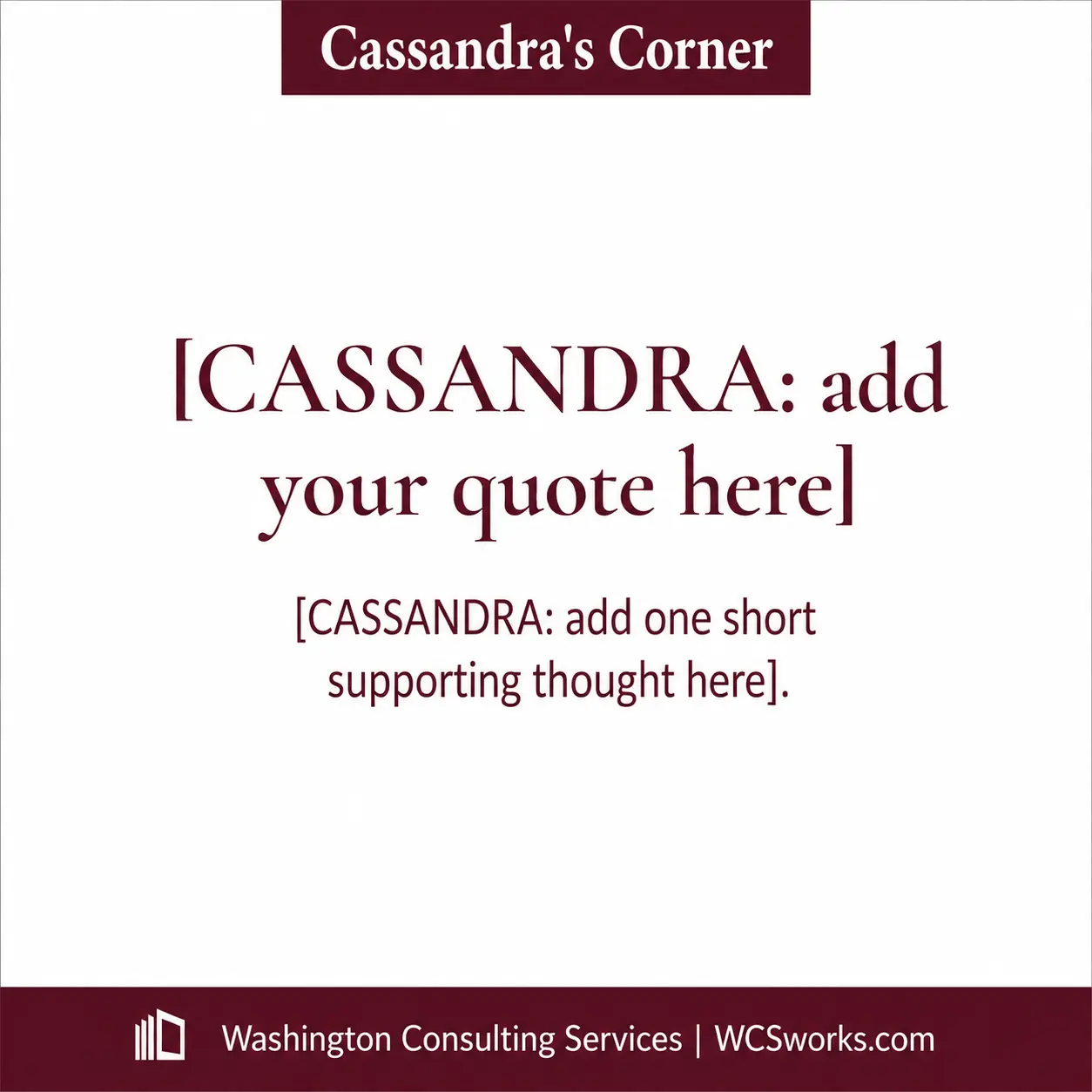 Cassandra's Corner social graphic